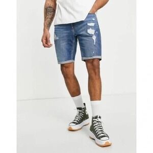 Hollister Skinny Denim 9" Epic Flex Distressed Medium Wash